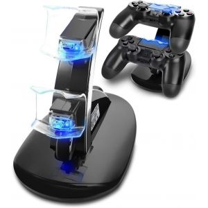 (Noir) Ps4 Contrôleur De Chargeur De La Station, Dual Usb Fast Support De Charge Avec Indicateur Led, Compatible Ps4 Slim/Pro Contrôleur De Chargeur - Neuf