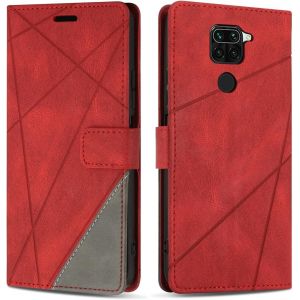 Kal-Coque Pour Redmi Note 9 / Redmi 10x 4g, Protection Housse Etui En Cuir Pu Portefeuille Avec Emplacements Cartes Et Fonction Support Pour Redmi Note 9 / Redmi 10x 4g, Rouge - Neuf