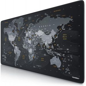 DDA-- Tapis de Souris Gaming Global 900x400mm - sous-Main Bureau planisphère Gamer Extra Large XXL en Tissu, Base antidérapante - Carte du Monde - pour Tous Types de Souris et Claviers - Neuf