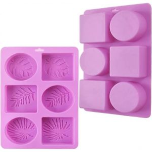 Moules &Agrave; Savon En Silicone Rectangulaires Et Ovales Avec Motifs De Feuilles,Lot De 2 - Neuf