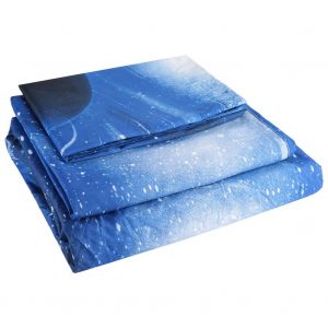 Hjlian Parure De Lit 3 Pieces/4 Pieces Avec Drap-Housse, Taie D'oreiller Et Taie D'oreiller, Imprime Ciel En 3d (Plein) - Neuf