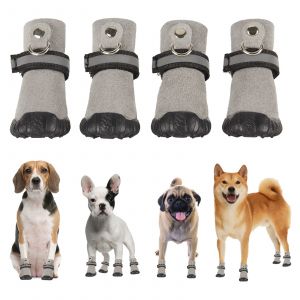 Hjlian Lot De 4 Chaussures Impermeables A Semelle Souple Pour Petit Chien, Quatre Saisons, En Cuir Suede, Gris, 1# - Neuf