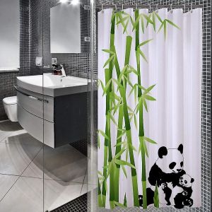 Rideau De Douche Imperm&eacute;able,Lavable Et R&eacute;sistant &Agrave; La Moisissure Pour Salle De Bain - Avec 12 Crochets,Polyester,Panda,90x180cm - Neuf