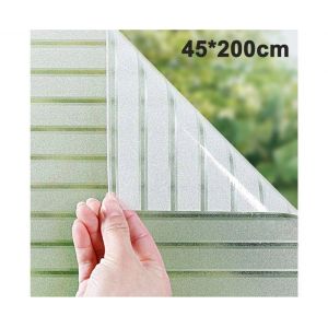 Film de confidentialit&eacute; pour fen&ecirc;tre &agrave; rayures givr&eacute;es - Autocollant &eacute;lectrostatique - 45 x 200 cm - Neuf