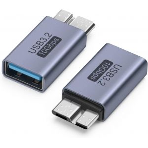 Adaptateur Micro B Mâle vers USB Femelle (2 Pack),Adaptateur de Données Micro B vers USB3.0 Femelle Adaptateur Court pour Ordinateurs,Ordinateurs Portables,Disques Durs Externes - Neuf
