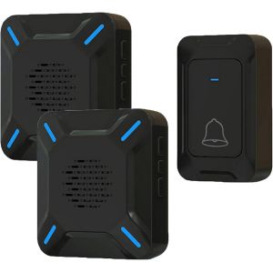 Sonnette De Porte Extérieure Sans Fil Ip68 Grande Enceinte Puissante, Affichage Led, Portée 300 M, 5 Niveaux De Volume Réglables, 58 Sonneries (1 Émetteur Et 2 Récepteurs) - Neuf