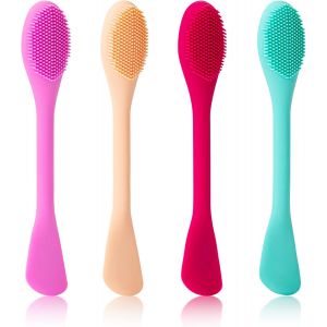 Brosse &Agrave; Masque Silicone Pinceaux &Agrave; Double Extr&eacute;mit&eacute; Doux Applicateurs De Beaut&eacute; Visage Pour Masque De Boueargilem&eacute;lange De Charbon De Boiscr&egrave;melotion 4 Pi&egrave;ces (4 Couleurs) - Neuf