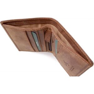 Petit Portefeuille Homme Cuir - Porte Carte Mince - 6 Emplacements Pour Cartes Et Poche &Agrave; Monnaie - Rfid - Bo&icirc;te Cadeau - 705 Arrow - Tanne - Neuf