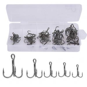 50 Pcs Hame&ccedil;ons De P&ecirc;che Hame&ccedil;on Triple Aiguis&eacute; Barbel&eacute; Haute R&eacute;sistance Kit D'accessoires D'hame&ccedil;on En M&eacute;tal - Neuf