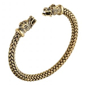 Bracelet R&eacute;glable Dragon &Agrave; Double T&ecirc;te Pour Homme Nordic Viking Twist Bracelet - Neuf