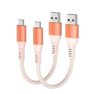 Thef-Lot De 2 Câbles Usb C Courts 20cm/0,2m 10gbps Usb3.2 Gen2 Câble De Données Type C Android Auto Qc3.0 3.1a Usb A Vers C Pour Samsung Note20 Galaxy S23/S22/S21 Z Flip5 Pixel 8 Oneplus11 Orange - Neuf