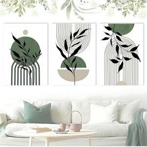Eryi-3 Pièces Affiches Abstraites Minimalistes, Images Esthétiques De Plante, Tableau Décoration Murale Bohème 30x40 Cm, Tableau Décoration Murale Minimaliste Abstraite Géométrique Botanique - Neuf