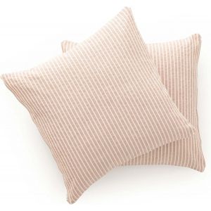 Ksfal-Lot De 2 Coussins Décoratifs Avec Fermeture Éclair À Rayures Pour Intérieur Et Extérieur,45x45 Cm,Mauve - Neuf