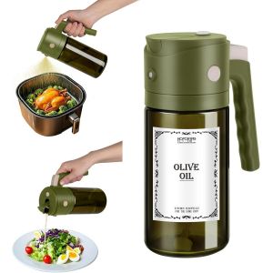 Sjzg-550 Ml Spray Huile D'olive Verre Cuisine Pulv&eacute;risateur D'huile Fonc&eacute; Anti-Lumi&egrave;re De Cuisson 2 En 1 Flacon Vaporisateur Huile (Vert) - Neuf