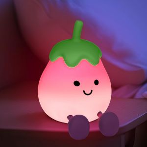 Aubergines Veilleuse Pour Enfants, Veilleuse Enfant Kawaii Avec Fonction Minuterie, Veilleuse Enfant Rechargeable En Silicone, Veilleuse Portable Cadeaux Pour Gar&ccedil;ons Et Filles - Neuf