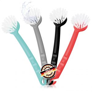 LORANKA-&reg; 4X Brosse &agrave; Vaisselle &iquest; Brosse de Cuisine pour Le Lavage &iquest; avec Poils en Nylon &iquest; en Plastique &iquest; Env. 26 cm (4 pi&egrave;ces - Rouge/Turquoise/Gris/Noir) - Neuf