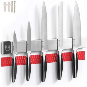 Mevronisshop-Porte Couteaux De Cuisine 40cm | Barre Aimant&eacute;e Porte Couteaux | Barre Magn&eacute;tique En Inox Pour Couteau Cuisine | Blocs Couteaux | Aimant Couteau Mural | Barre Cuisine | Support Aimant&eacute; - Neuf