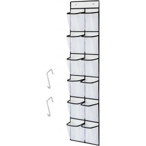 Kgabery-Poche De Rangement Suspendue,12 Poches Range Chaussures À Suspendre Sur La Porte,Étagère De Organisateur Mural De Stockage Murale Avec Crochets Métalliques - Neuf