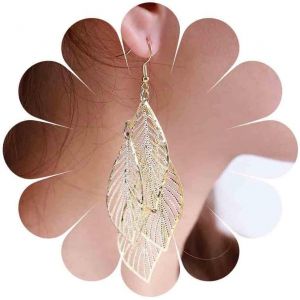 Kal-Boucles D'oreilles Boho Filigrane Feuille Pendante Boucles D'oreilles Feuilles Vintage Boucles D'oreilles Feuilles Tribales Boucles D'oreilles Feuilles Creuses Boucles D'oreilles Chandelier - Neuf