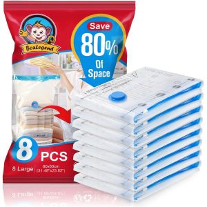 Sacs de Rangement Sous Vide Aspirateur,8L*80x60cm Sac de Compression Voyages Housse Aspirable Rangement s pour Matelas,Tente,V&ecirc;tements,Couettes,Literie,Oreillers - Neuf