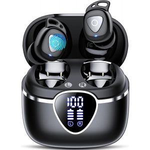 AYU-Ecouteurs Bluetooth sans Fil, 2025 Écouteurs Bluetooth 5.4 Hi-FI Stéréo, 40H Casque Intra-Auriculaires AVCE 4 ENC Réduction Antibruit Mic et Écran LED, IP7 Étanche Oreillette pour iOS Android, US - Neuf