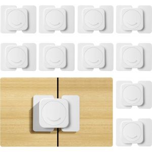 Kalanka-Sécurité Enfant Portes De Placard,10 Pcs Loquets De Sécurité Pour Bébé,Bloque Porte Bébé Verrouillage Sécurité Pour Tiroir, Porte, Armoires, Frigo, Toilette (10pcs, Blanc) - Neuf