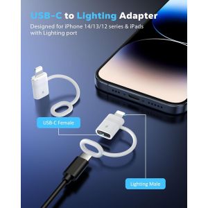 Adaptateur Usb C Vers Lightning Avec Charge Rapide 36W Pd, Adaptateur Usb-C Femelle Vers Lightning Mâle Pour Iphone 14/13/12/11/Ipad/Ipod/Airpods, Pas Pour Audio/Otg, Blanc, 4Pièces[Z3231] - Neuf