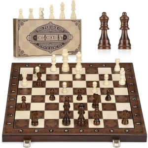 Grand Jeu D'&eacute;checs De Voyage Magn&eacute;tique 39x39cm - D'&eacute;checs Pliable Premium Avec Pi&egrave;ces Magn&eacute;tiques - &Eacute;chiquier En Bois De Haute Qualit&eacute; Pour Les Camping Et L'ext&eacute;rieur[Z532] - Neuf
