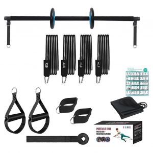 Ensemble De Barres De Pilates Avec Bandes De Resistance, Equipement De Fitness Pour Femmes Yh206 - Neuf