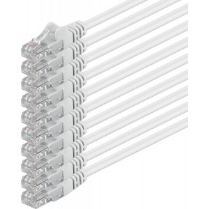 VornixorSarlshop10x 5m C&acirc;ble R&eacute;seau Cat6 Cat 6 - RJ45 Ethernet LAN DSL Routeur Modem - Blanc - Neuf