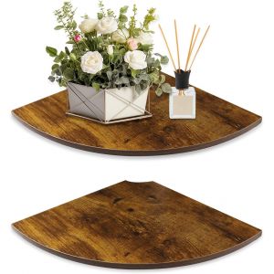 CAUC-&Eacute;tag&egrave;re Murale d'angle, 2 Niveaux de 30 cm, Le Secteur, avec Trous pour C&acirc;bles, &Eacute;tag&egrave;re Murale en Bois pour l'angle du Mur, pour Placer Haut-Parleur et Bo&icirc;tier de C&acirc;bles, Marron Rouille - Neuf