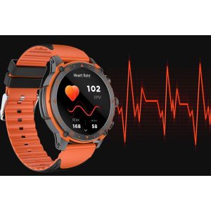 Montre connect&eacute;e de fitness de 1,43 pouce avec surveillance de la fr&eacute;quence cardiaque, de la pression art&eacute;rielle, de l'oxyg&egrave;ne sanguin et 107 modes sportifs - Neuf