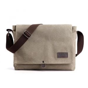Sacoche Homme en Toile - INSFITY - Kaki - Bandoulière - 33x8x28cm - Neuf