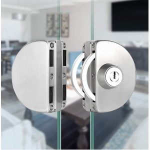 ChenQuanSarl-Sans Perçage Serrure De Porte En Verre En Acier Inoxydable Serrure De Porte En Verre Double Serrure De Porte En Verre Centrale Double Porte Coulissante Porte En Verre - Neuf
