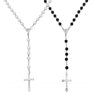 Kal-Collier De Croix De Boule De 2 Pièces, Collier De Chapelet Long, Collier De Foi, Collier De Perles De Prière, Collier De Chapelet Porte-Bonheur, Cadeau De Bijoux De Foi - Neuf