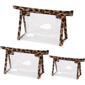 MAA-Trousse de toilette transparente pour femmes en voyage, trousse de maquillage approuvée par la TSA avec fermeture éclair et poignée dorées, sacs fourre-tout en PVC pour compagnies aériennes - Neuf