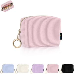 Mini Trousse Maquillage Femme en Velours Côtelé épais Pochette Maquillage Fille Sac de Rangement à Cosmétique Makeup Rouge à Levre Vernis à Ongles Idéal Cadeau Anniversaire Noël 11 * 5,5 * 8,5cm Rose - Neuf