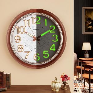 FCHHK-30CM Veilleuse Horloge Murale Silencieuse, Gardez l'heure précise Pendules Murales, Faciles à Lire Horloge Murale à Piles, Horloge Murale Vintage pour Chambre, Maison,Cuisine,Chambre,Bureau,éco - Neuf