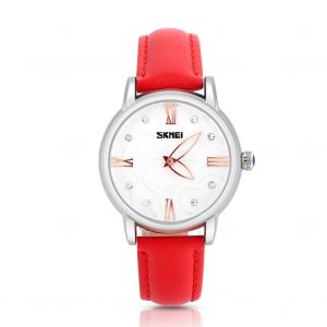 Montres Bracelets En Cuir De Bracelet De Quartz Femme Femme &Eacute;tanche (Cam&eacute;lia Et Bracelet Rouge) - Neuf