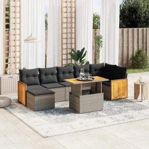 Prolenta Premium - Salon De Jardin 8 Pcs Avec Coussins Gris R&eacute;sine Tress&eacute;e - Neuf