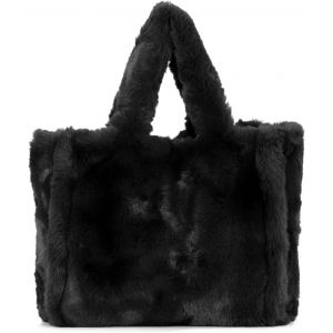 Sacs port&eacute;s &eacute;paule en Peluche pour Femmes Sac fourre-Tout en Peluche Minimalisme Couleurs Unies Cabas Fausse Fourrure Grand Sac &agrave; bandouli&egrave;re en Peluche(Noir) - Neuf