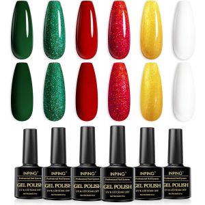 Vernis Semi Permanent Noir,6 Couleurs Noir Gris Blanc Pailleté Vernis Gel Uv Semi Permanent Soak Off Uv/Led Vernis À Ongles Pour Femmes Diy Nail Art Salon,8ml - Neuf