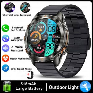 Pour Huawei Montre Intelligente Militaire Robuste Hommes Amoled Hd Écran 515 Mah Batterie Étanche Montre De Natation Bt Appel Sport Smartwatch.Black Bamboo Steel. - Neuf