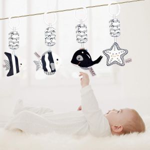Lot De 4 Jouets Suspendus Pour Poussette, Berceau, Siège Auto, Jouet Animal Pour Bébé, Hochet Suspendu, Cadeau Idéal Pour Bébé De 0 À 36 Mois (Océan) - Neuf