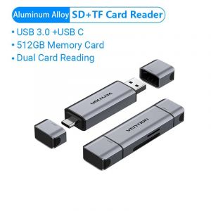 Vention ¿ lecteur de carte SD USB de Type C à Micro SD TF,adaptateur de carte pour ordinateur portable,accessoires de téléphone intelligent,adaptateur de carte SD USB 3.0--Alu Alloy 2PCS - Neuf