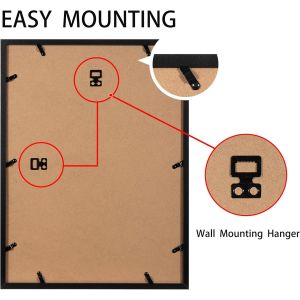 Cadre photo 30 x 40 cm ch&ecirc;ne solide en bois MDF avec passe-partout 21 x 30 cm (A4) Verre acrylique incassable &agrave; suspendre pour photos, images et posters - Neuf