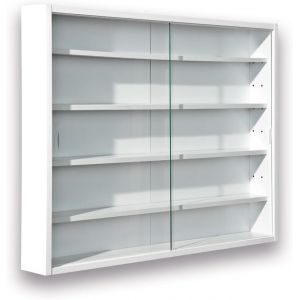 SUBZONAL-Vitrine Murale pour Objets de Collection &iquest; Armoire de rangement avec 4 &eacute;tag&egrave;res &iquest; 5 Compartiments - pour Miniatures - MDF -Blanc (80x60x9.5 cm) Compilati - Neuf