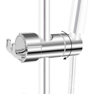 KAL-Support De Douche Réglable Avec 2 Crochets,Support De Pommeau De Douche Pour Barre Coulissante 19-25 Mm,Universel Support De Pommeau De Douche,Support De Douchette Barre Coulissante Sans Perçage - Neuf