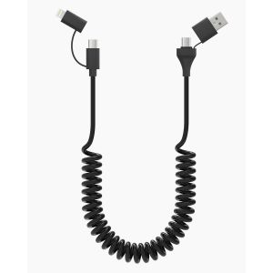 Lbgwp60-C&acirc;ble Spiral&eacute; Usb C Et Lightning 2 En 1 60w Charge Rapide Et Transfert Donn&eacute;es Carplay Et Android Auto, Cordon Chargement Multiple Lightning Type C Pour Iphone Android Ipad Ordinateur Portabl - Neuf