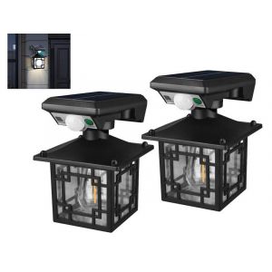 Lot de 2 appliques murales d'ext&eacute;rieur &agrave; d&eacute;tecteur de mouvement solaire avec 3 modes pour jardin et all&eacute;e - Neuf